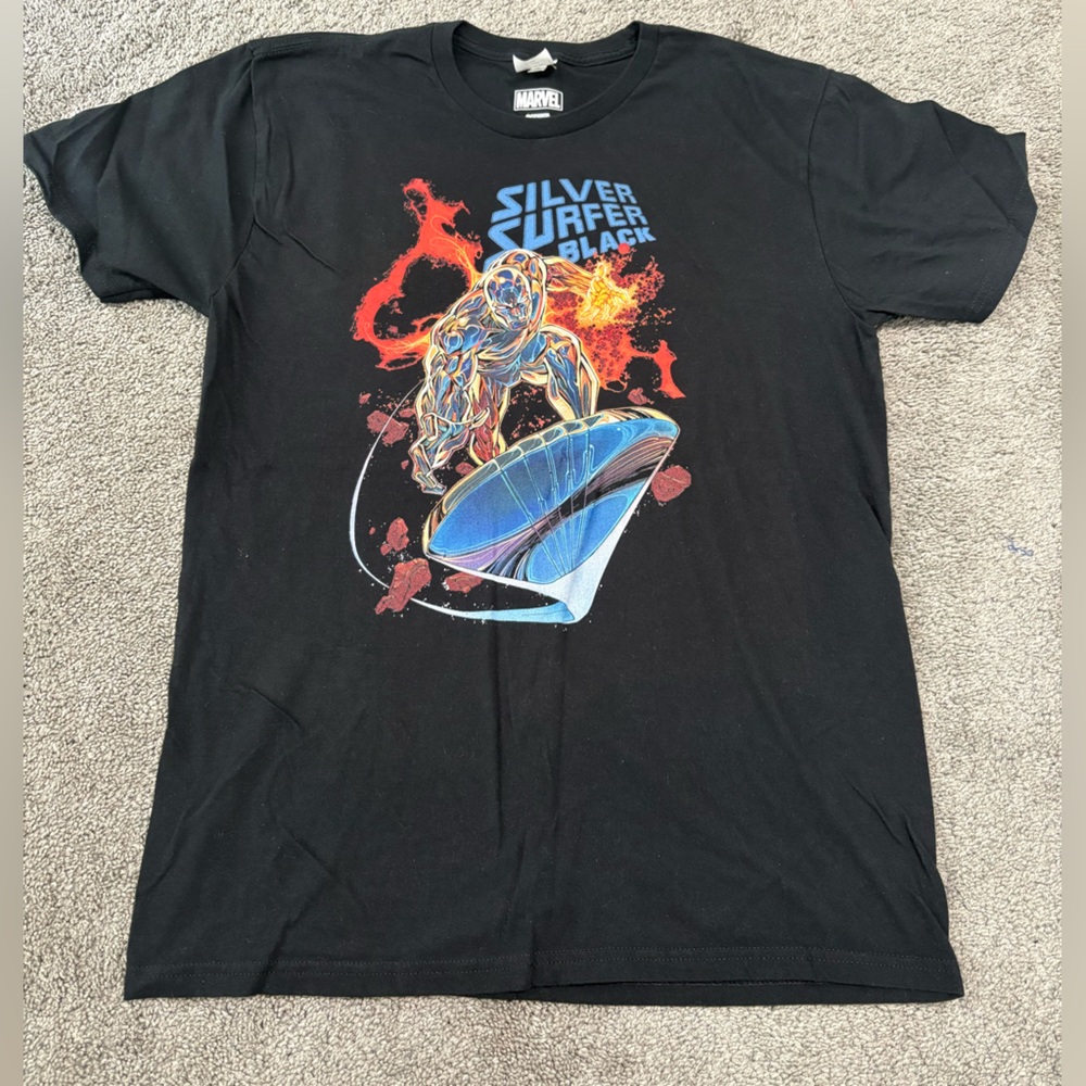 Marvel Black Silver Surfer Tee  Graphic Men’s Size M Tried On